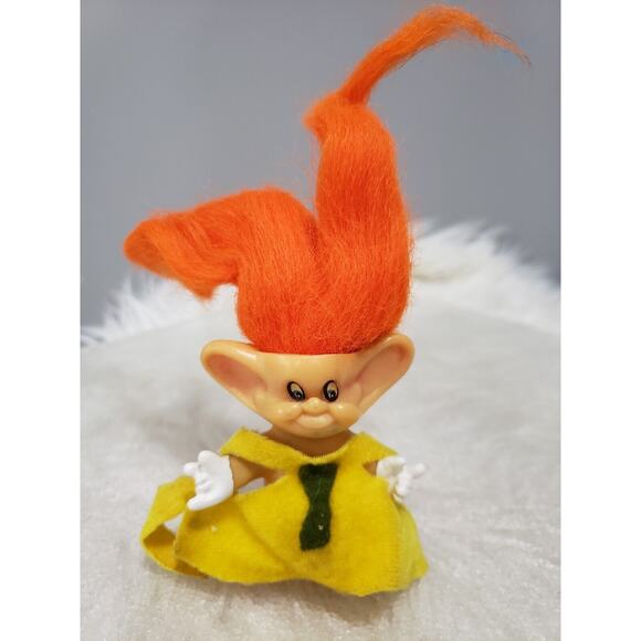 VINTAGE "RARE" ROYALTY INDUSTRIES INC. FLA. 1973 3” Hobbit Troll Orange Hair - Picture 1 of 6